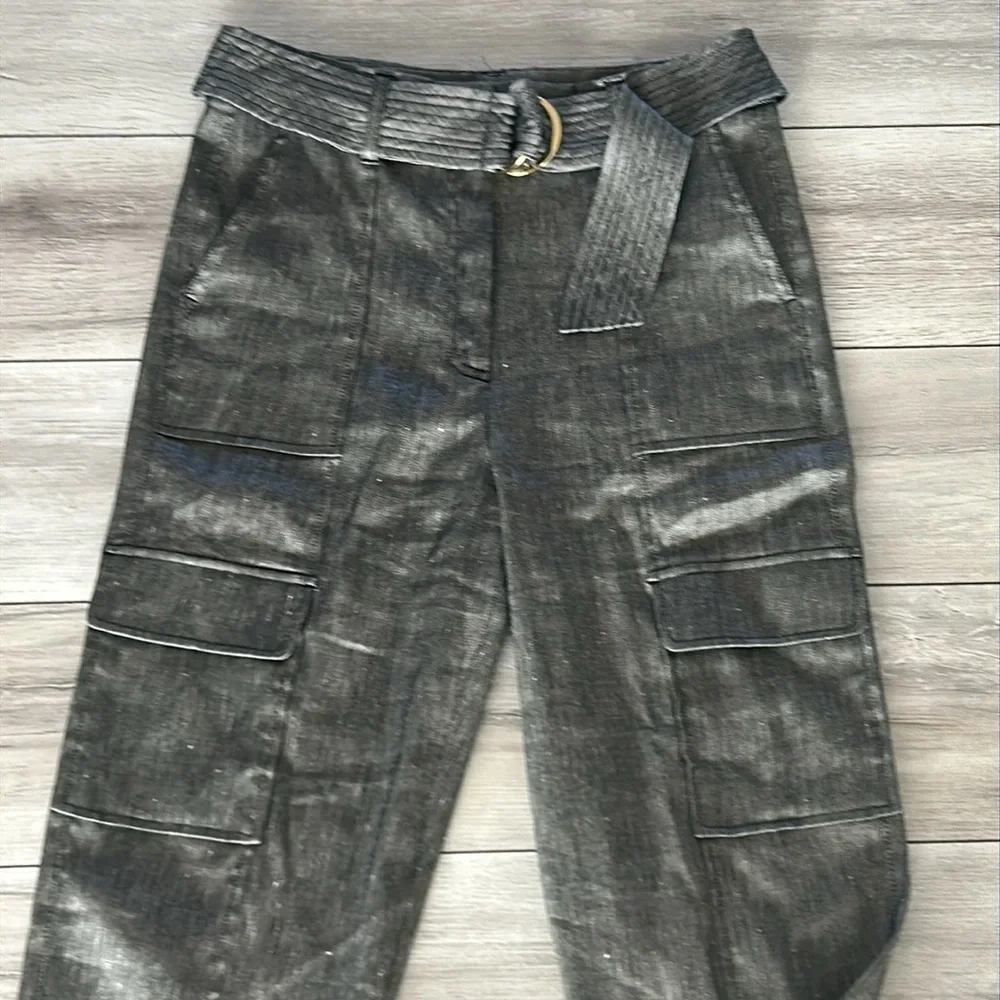 WHBM linen blend tapered ankle pants size 4 gray